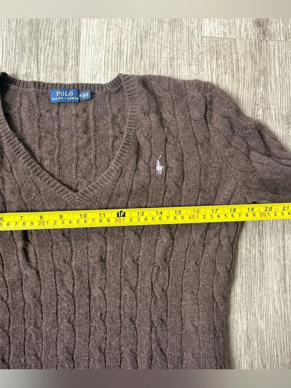 Polo Ralph Lauren Wool Cashmere Cable Knit V-Neck Sweater M